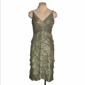 Adrianna Papell Green Tiered Ruffles Dress Size 8